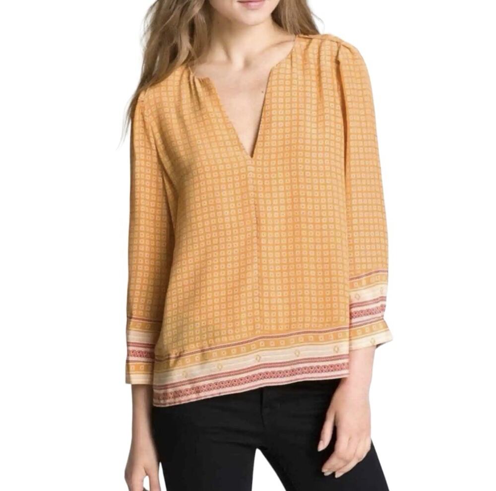 Joie 100% Silk Blouse Top XS Amy Scarf Geometric Flowy Cottagecore Feminine Boho